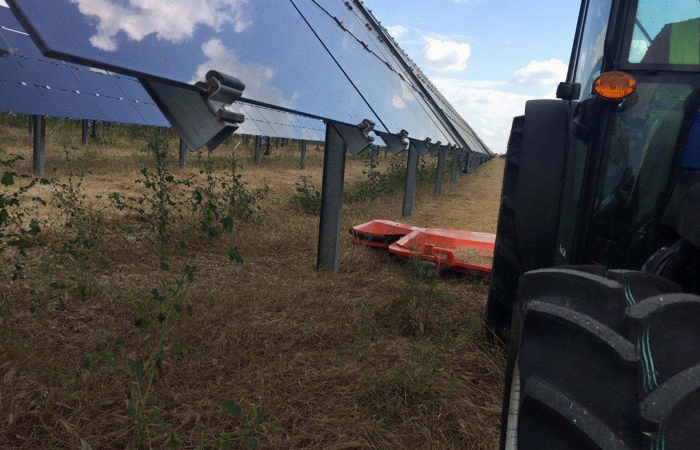 Mechanical vegetation management at a solar facility